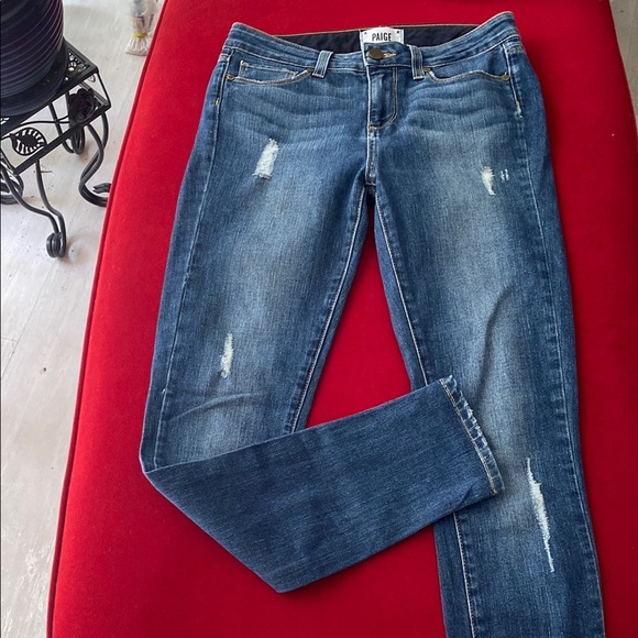 PAIGE Denim - PAIGE Blue Skinny Jeans with Distressed Details
